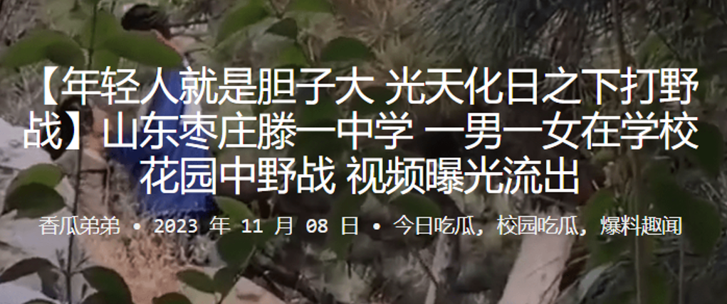 山东枣庄滕一中学 一男一女在学校花园中野战视频曝光流出